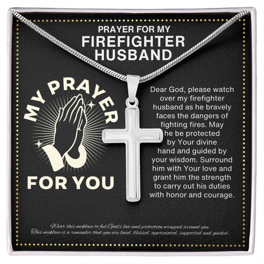 JGF Jewelry Gifts for Family Simple Cross Crucifix Necklace For My Firefighter Husband