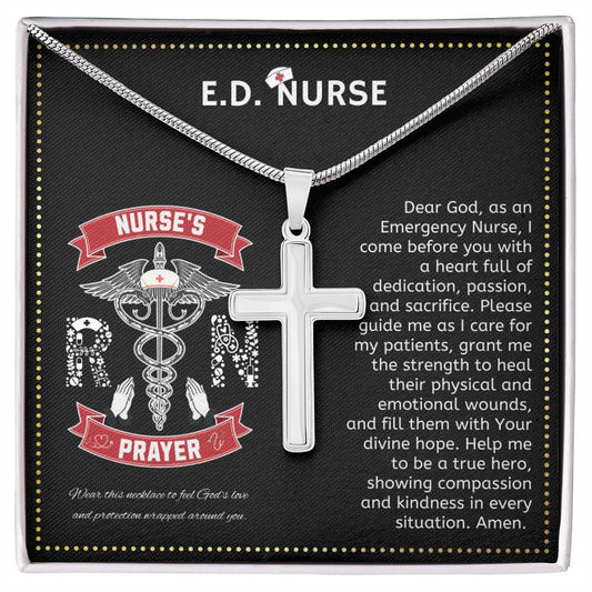 JGF Jewelry Gifts for Family | RN Prayer For Nurses Silver .925 Pendant | Registered ER ED Nurse Gifts