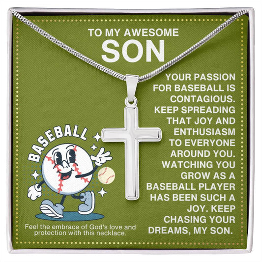 JGF Jewelry Gifts for Family Baseball Cross Necklace For Boys