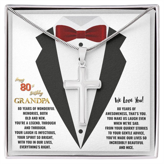 80th GrandPa White3 JGF Jewelry Gifts for Family ARTISAN CROSS TEMPLATE - artisancross-BB