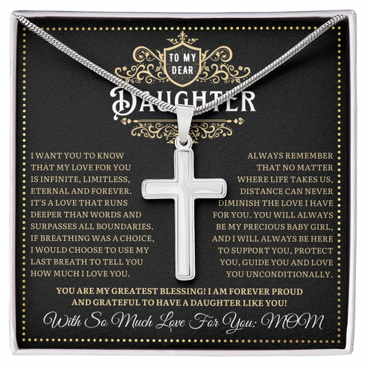 JGF Jewelry Gifts for Family Message of Love Daughter's Cross Necklace With Love From Mom