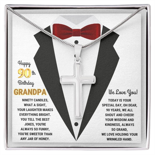 90th GrandPa White4 JGF Jewelry Gifts for Family ARTISAN CROSS TEMPLATE - artisancross-BB