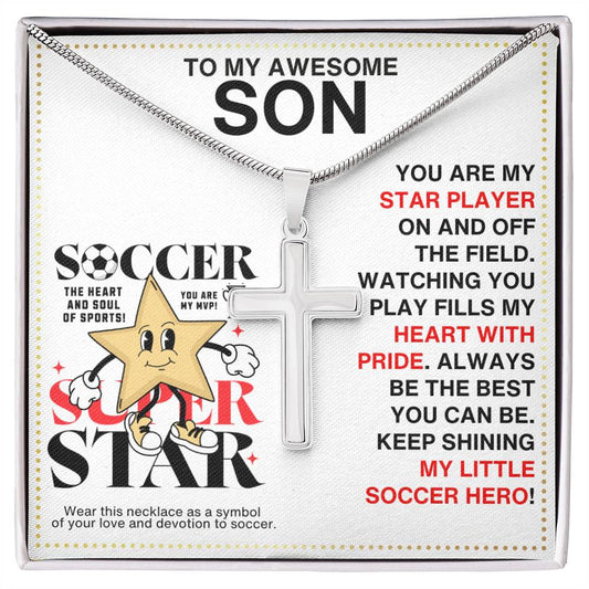 JGF Jewelry Gifts for Family Soccer Cross Necklace For Boys