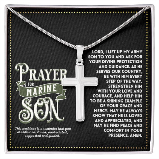 JGF Jewelry Gifts for Family I Love My Marine Necklace My Son Is A US Marine Prayer