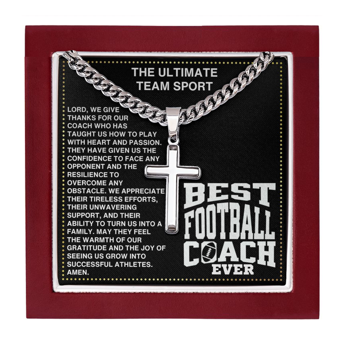 JGF Jewelry Gifts for Family Coach Cross Football Necklace