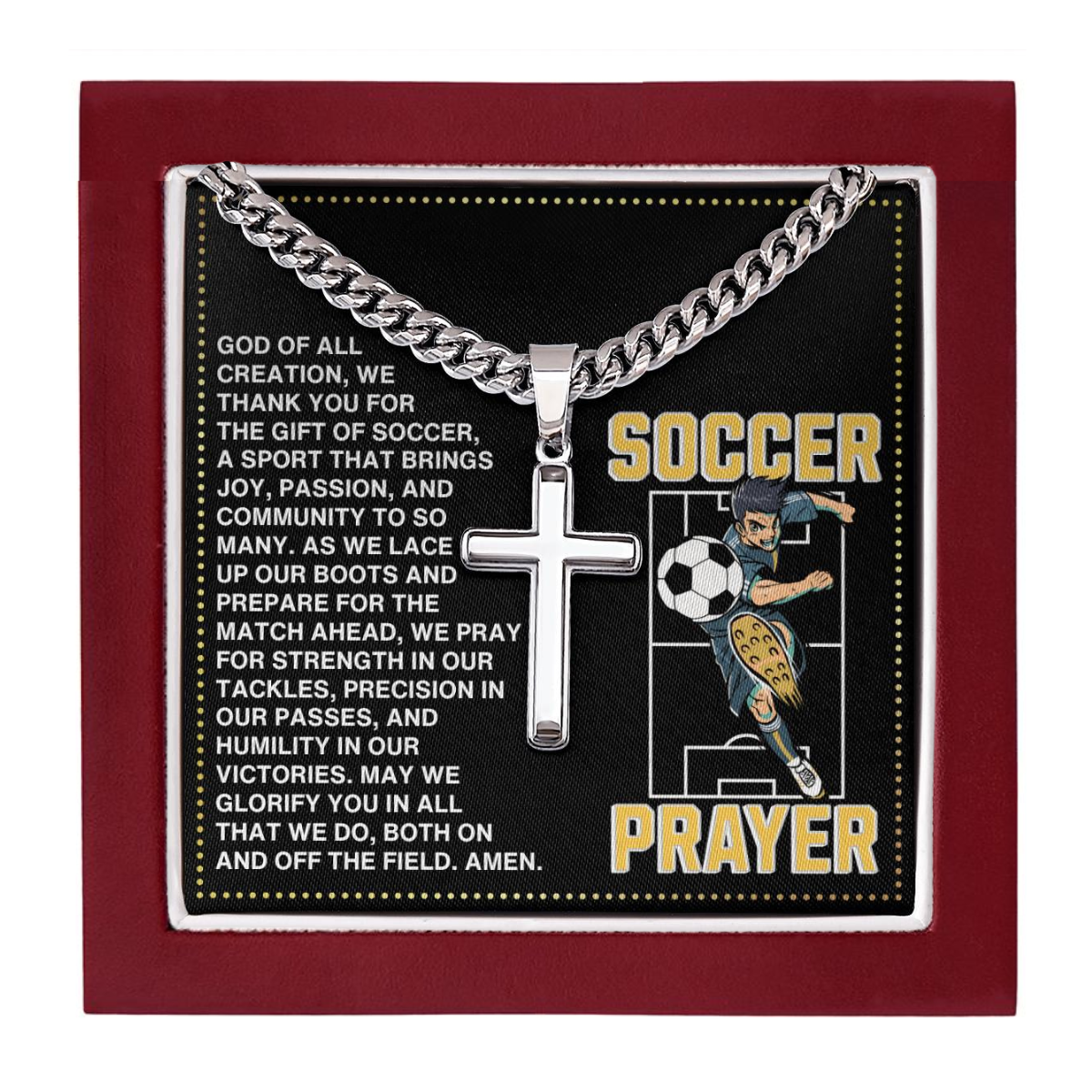 JGF Jewelry Gifts for Family Soccer Necklace Prayer