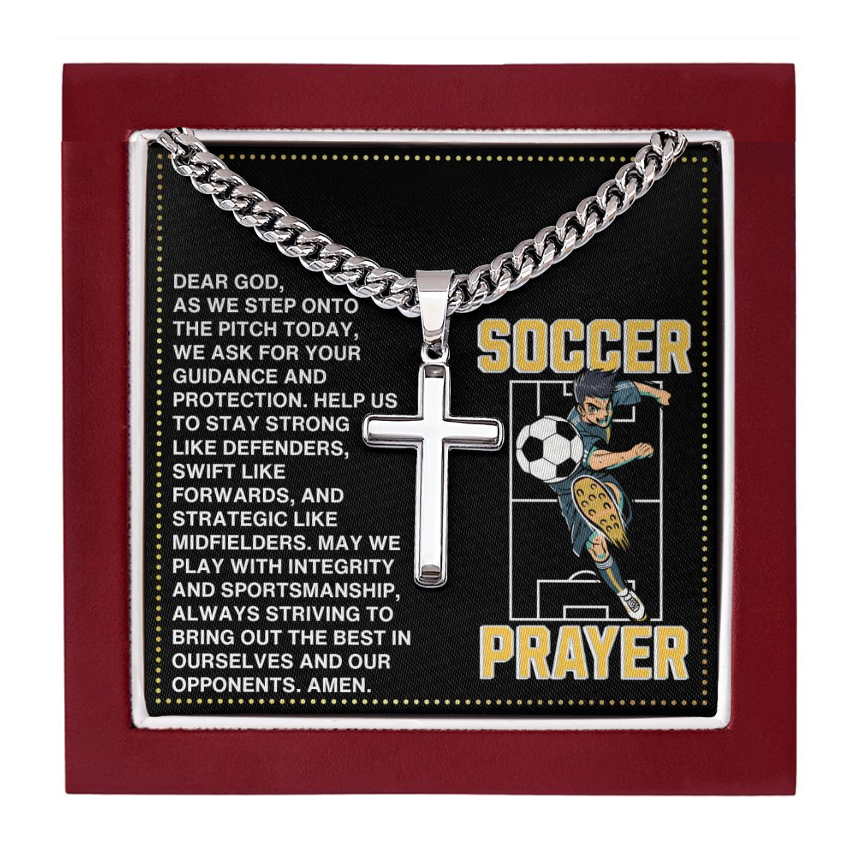 JGF Jewelry Gifts for Family Soccer Prayer Cross Necklace For Boys