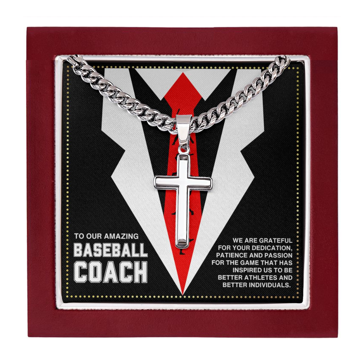 JGF Jewelry Gifts for Family Baseball Coach Necklace Cross For Men