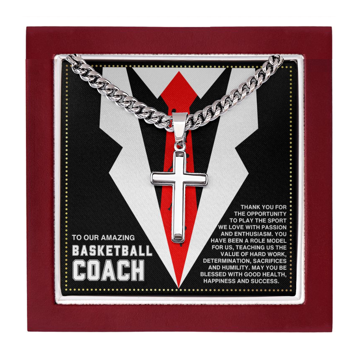 JGF Jewelry Gifts for Family Cross Necklace For Basketball Coach