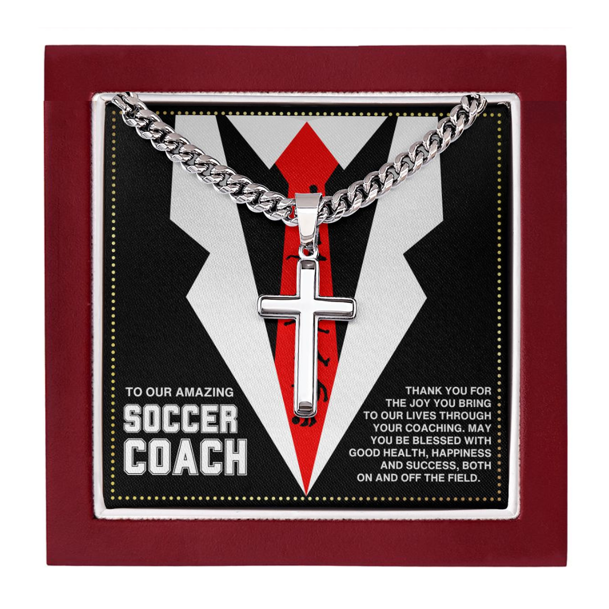 JGF Jewelry Gifts for Family Soccer Coach Cross Necklace