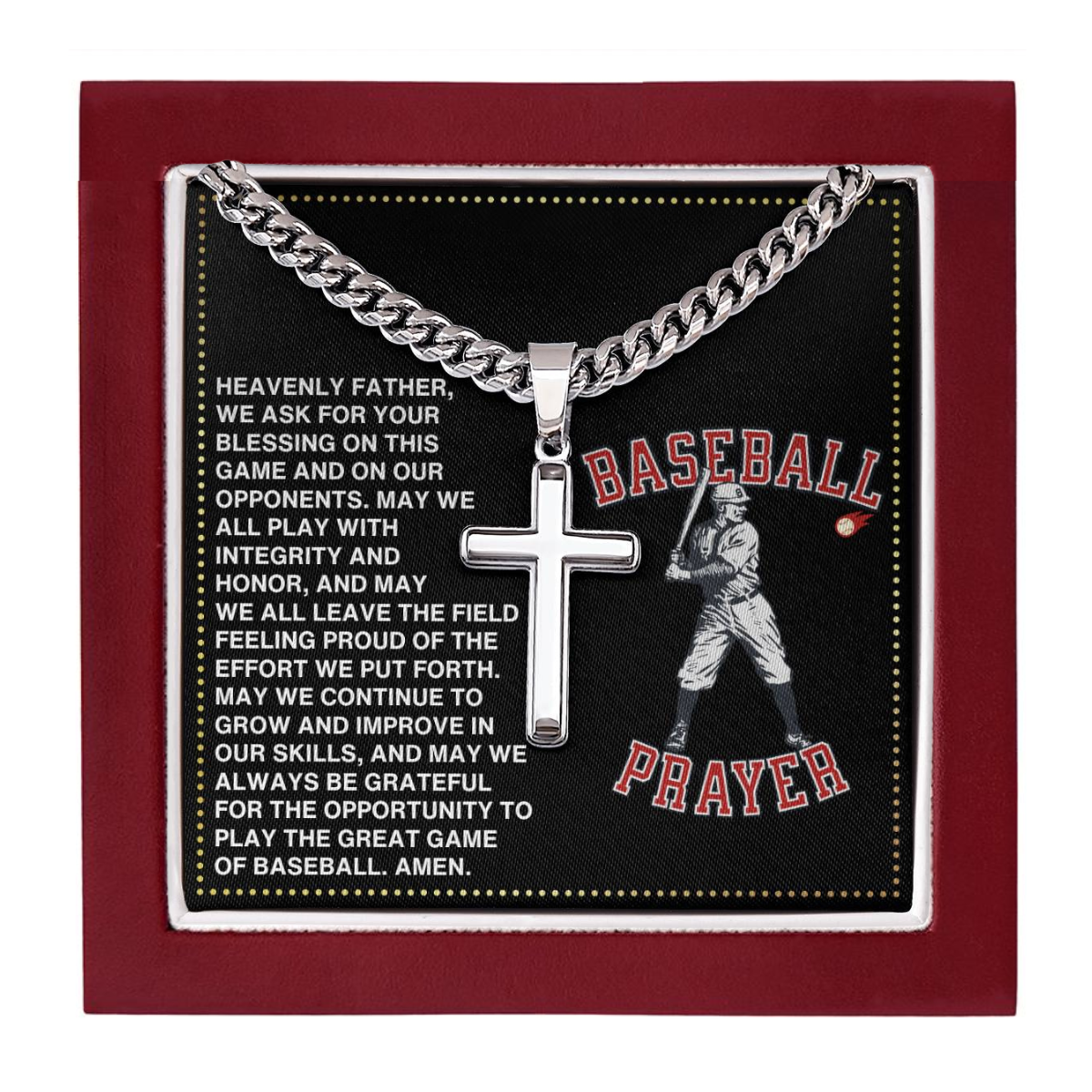 JGF Jewelry Gifts for Family Baseball Necklace Prayer