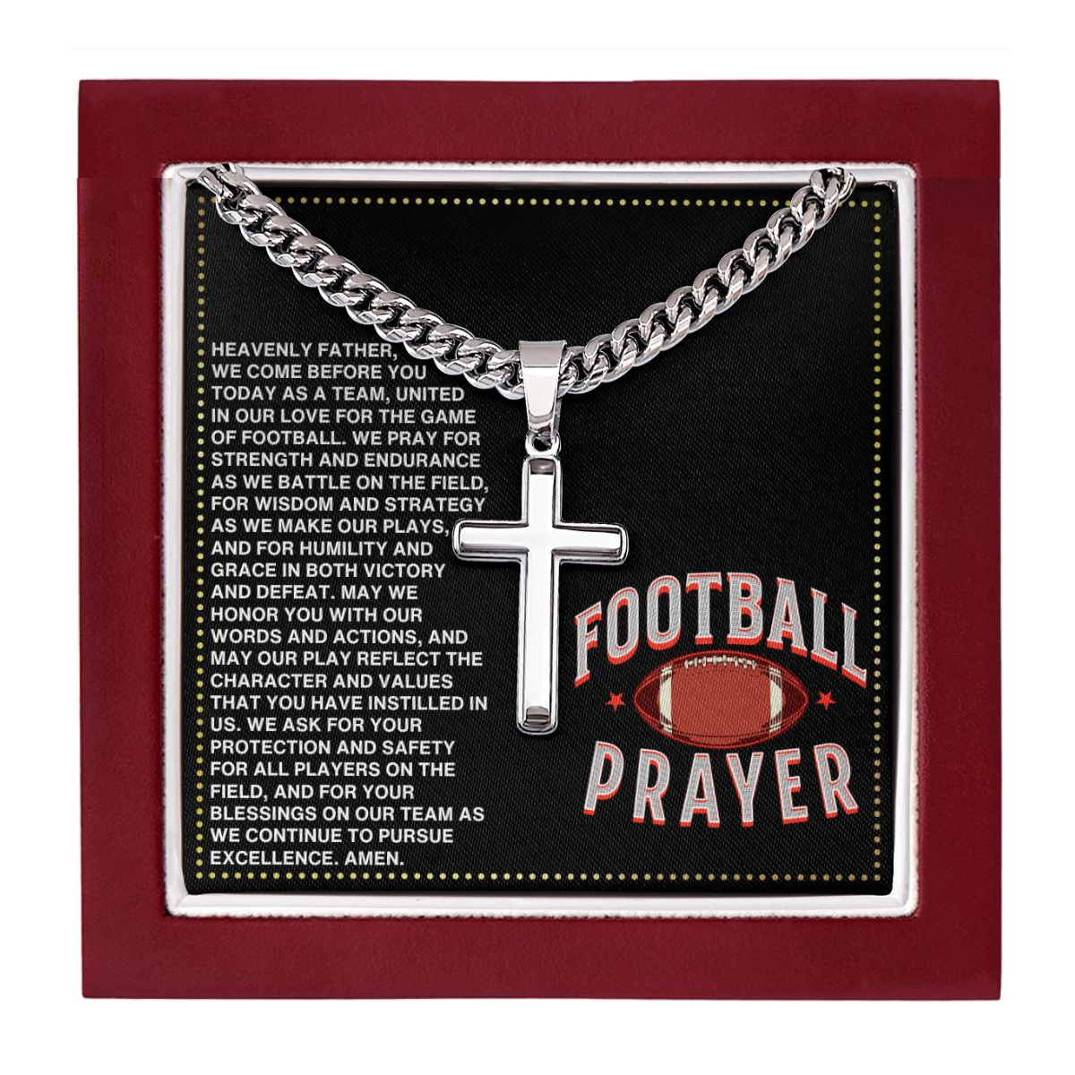 JGF Jewelry Gifts for Family Cross Football Prayer Necklace For Boys