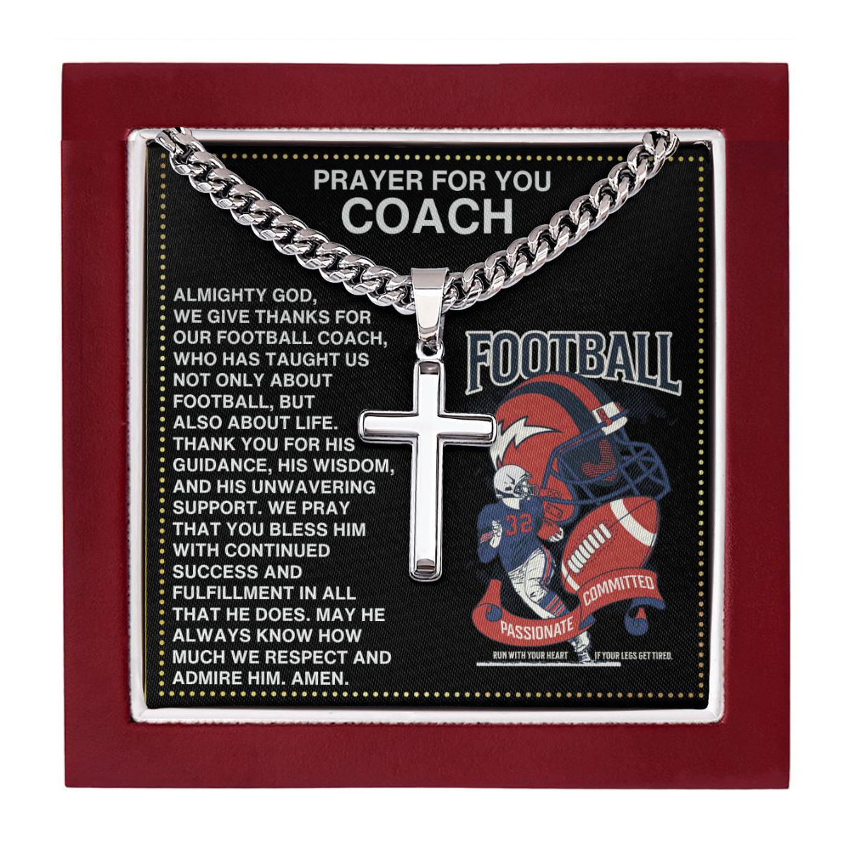 JGF Jewelry Gifts for Family Football Prayer Thank You Coach Card