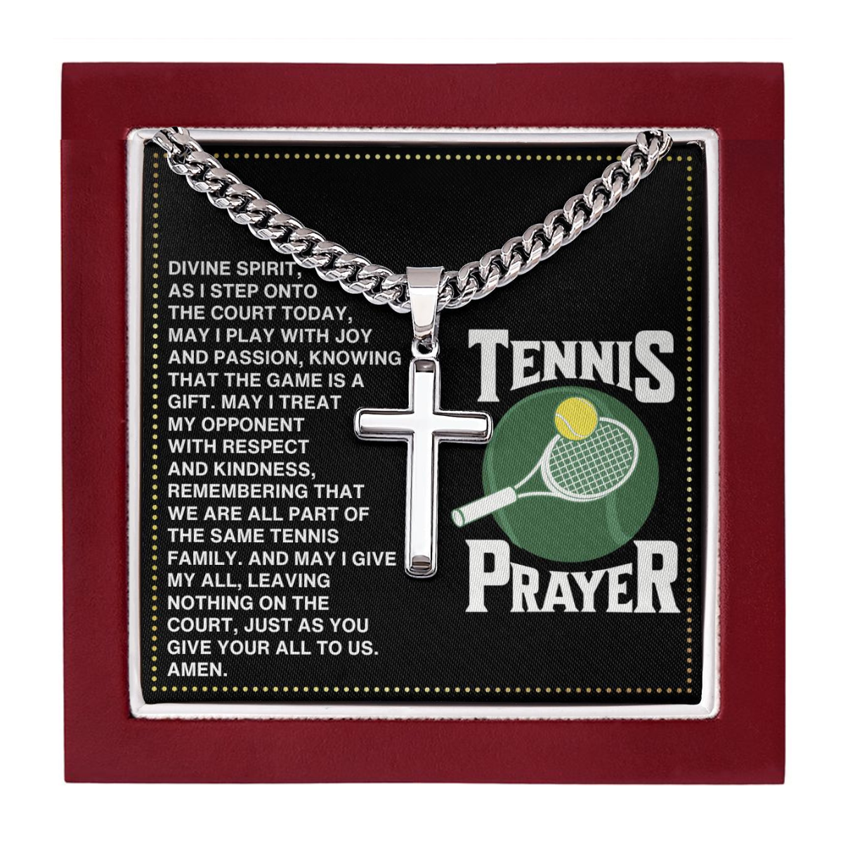 JGF Jewelry Gifts for Family Tennis Necklace For Men Prayer