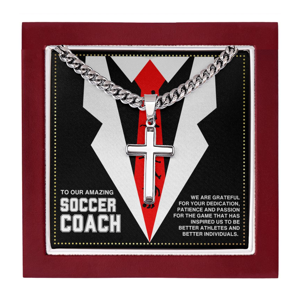 JGF Jewelry Gifts for Family Soccer Coach Cross Necklace For Men