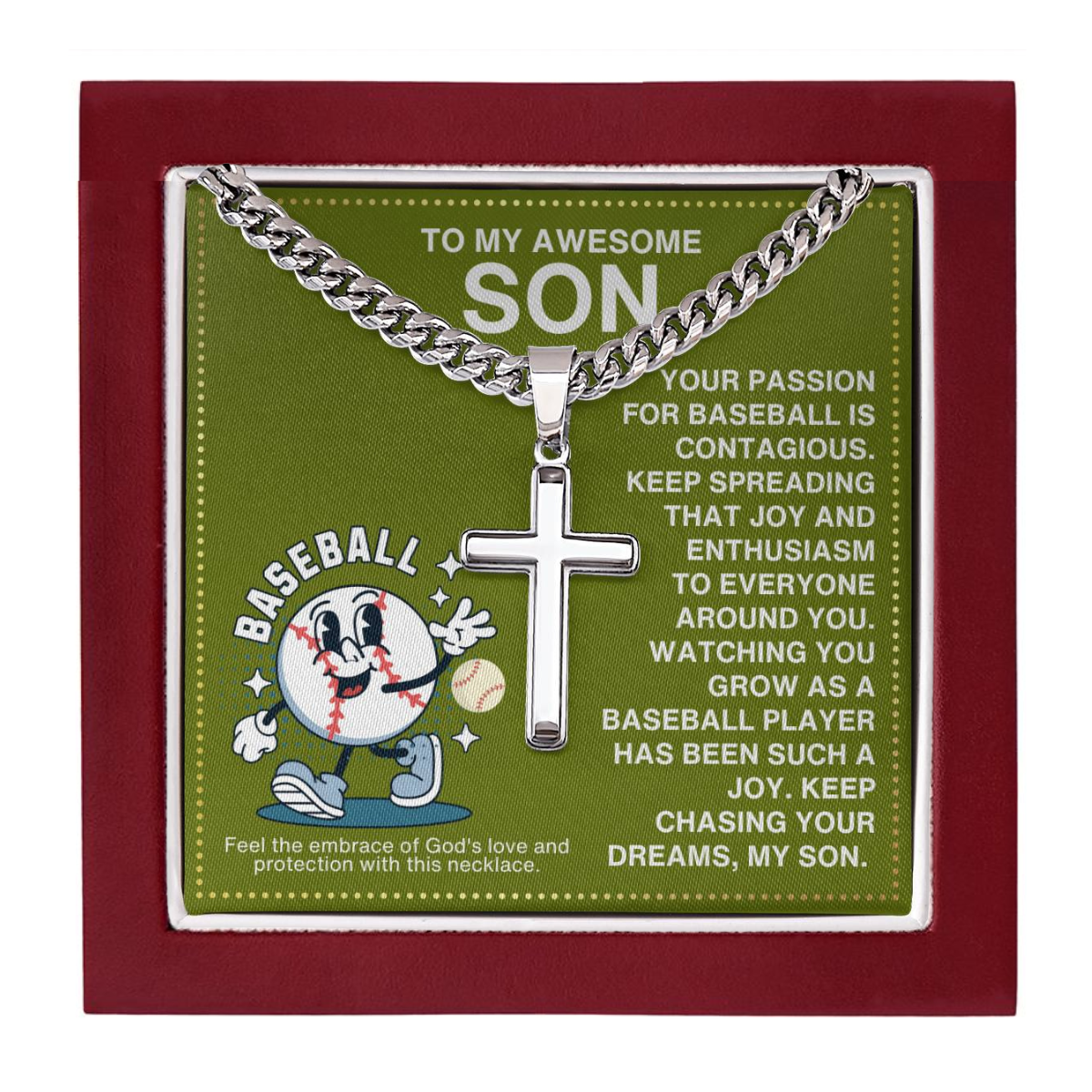 JGF Jewelry Gifts for Family Cross Baseball Necklace For Boys