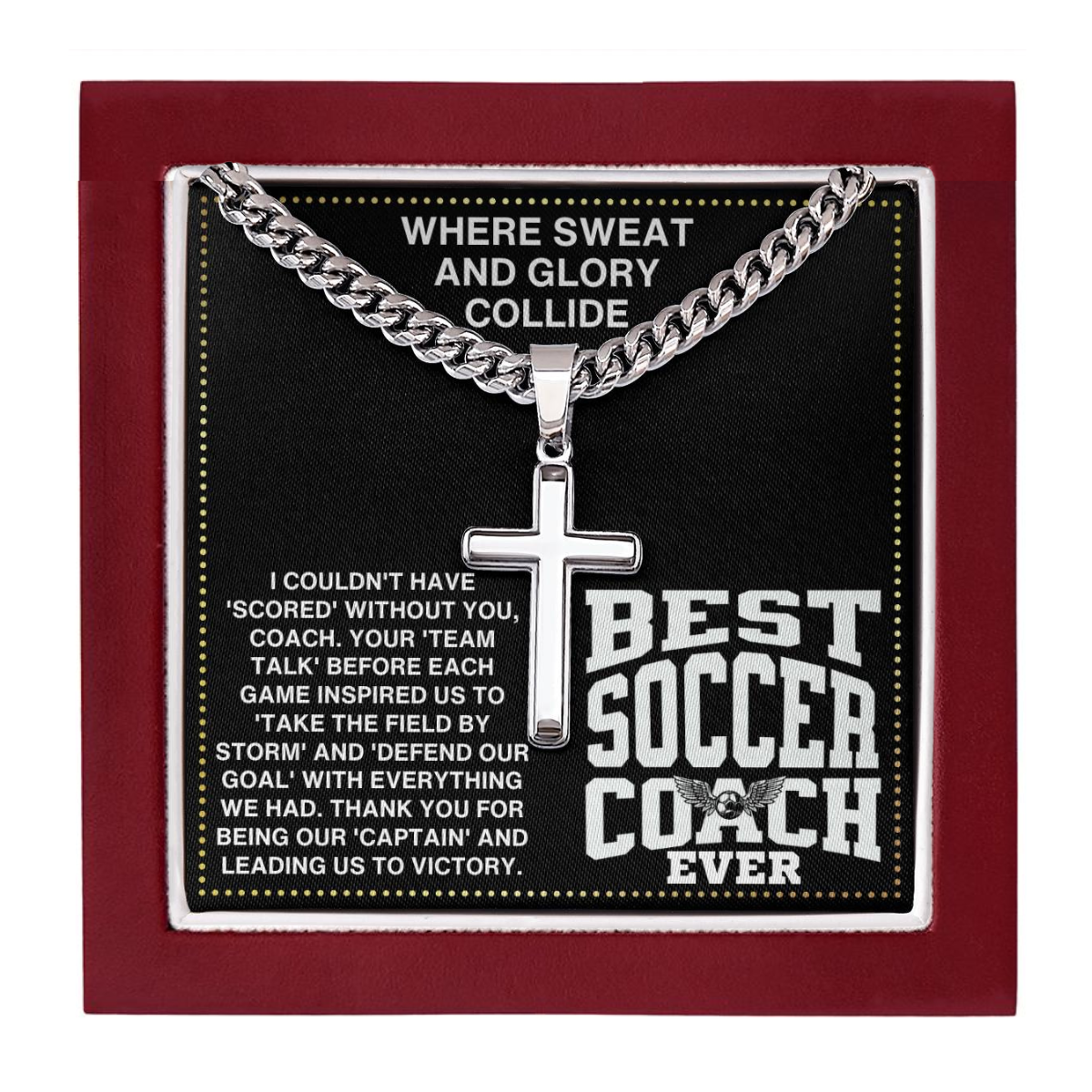 JGF Jewelry Gifts for Family Thank You Coach Soccer Ball