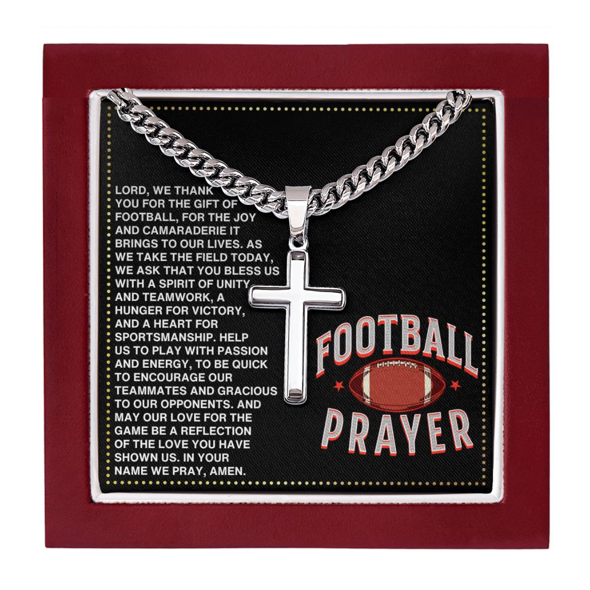 JGF Jewelry Gifts for Family Cross Football Necklace Prayer