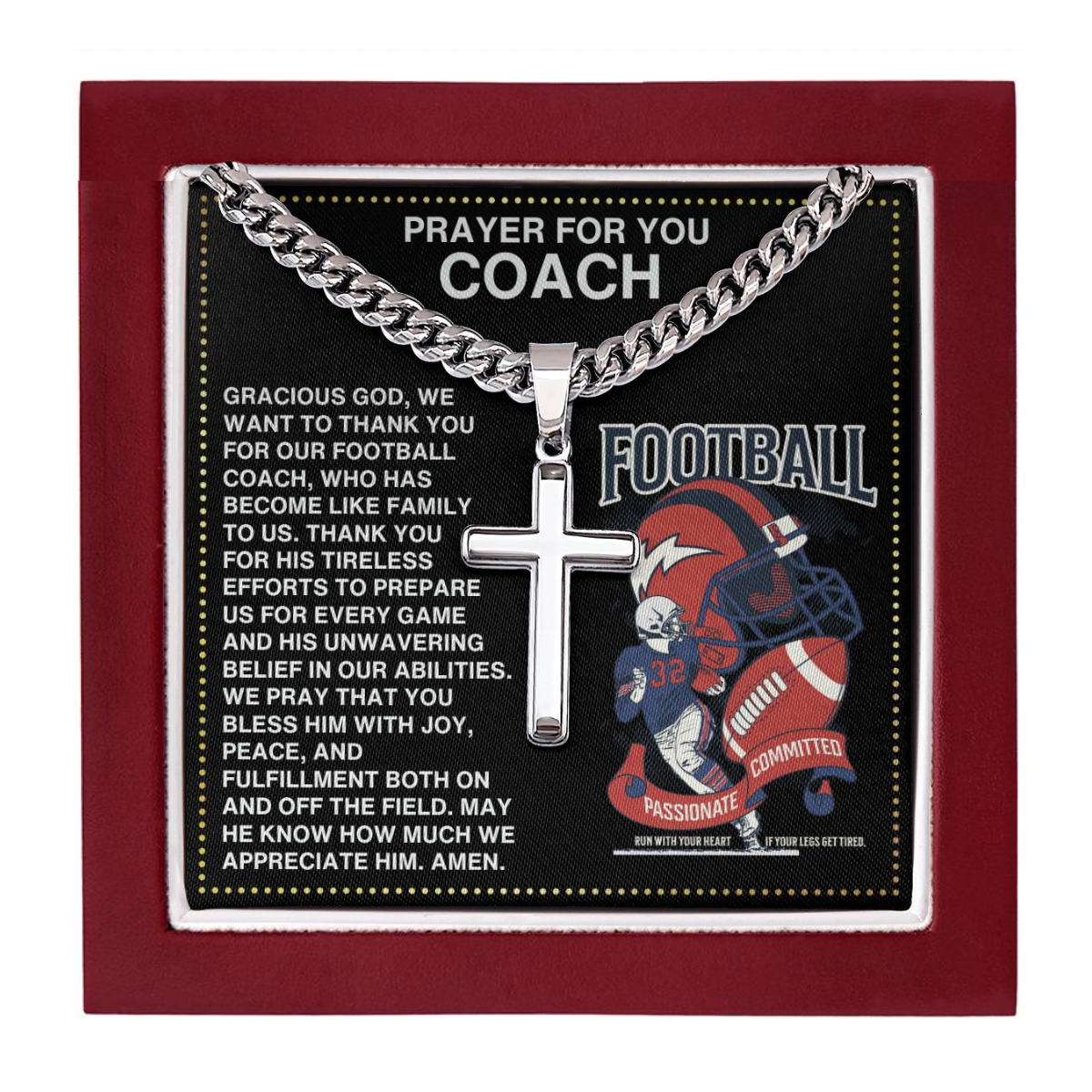 JGF Jewelry Gifts for Family Thank You Coach Card Football