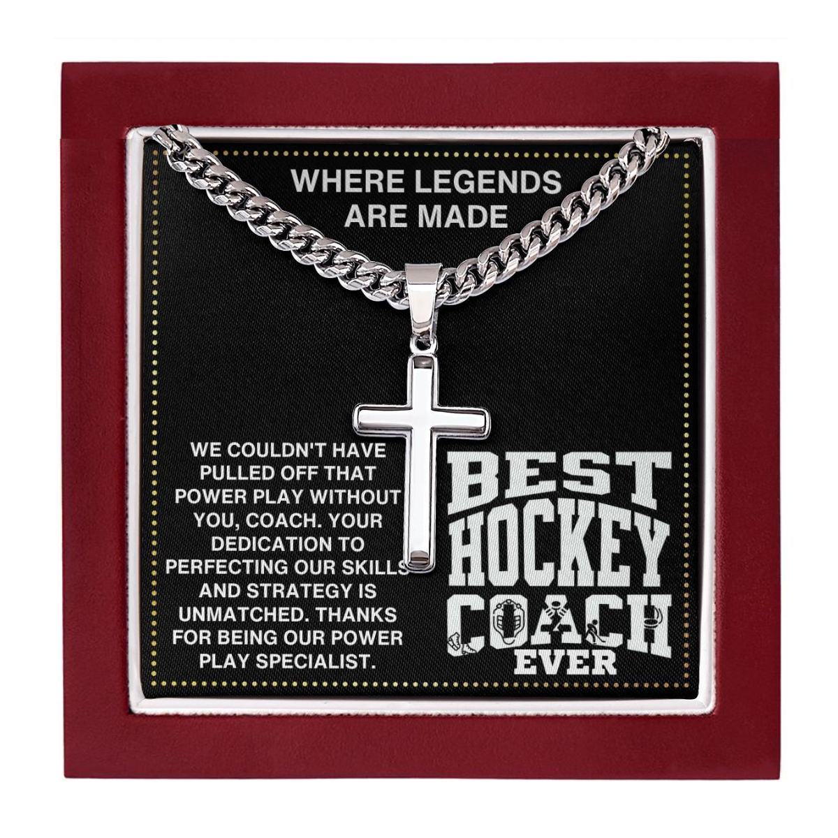 JGF Jewelry Gifts for Family Cross Necklace For Assistant Hockey Coach