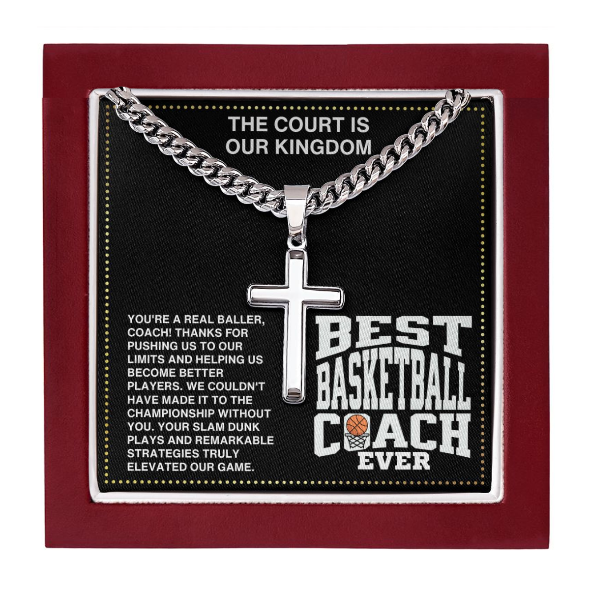 JGF Jewelry Gifts for Family Coach Basketball Necklace For Boys Men