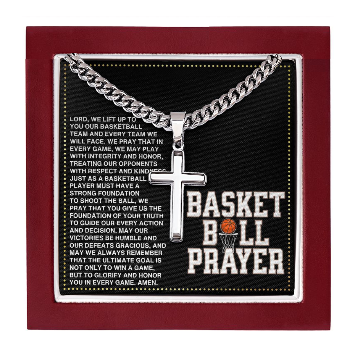 JGF Jewelry Gifts for Family Basketball Prayer Necklace For Men