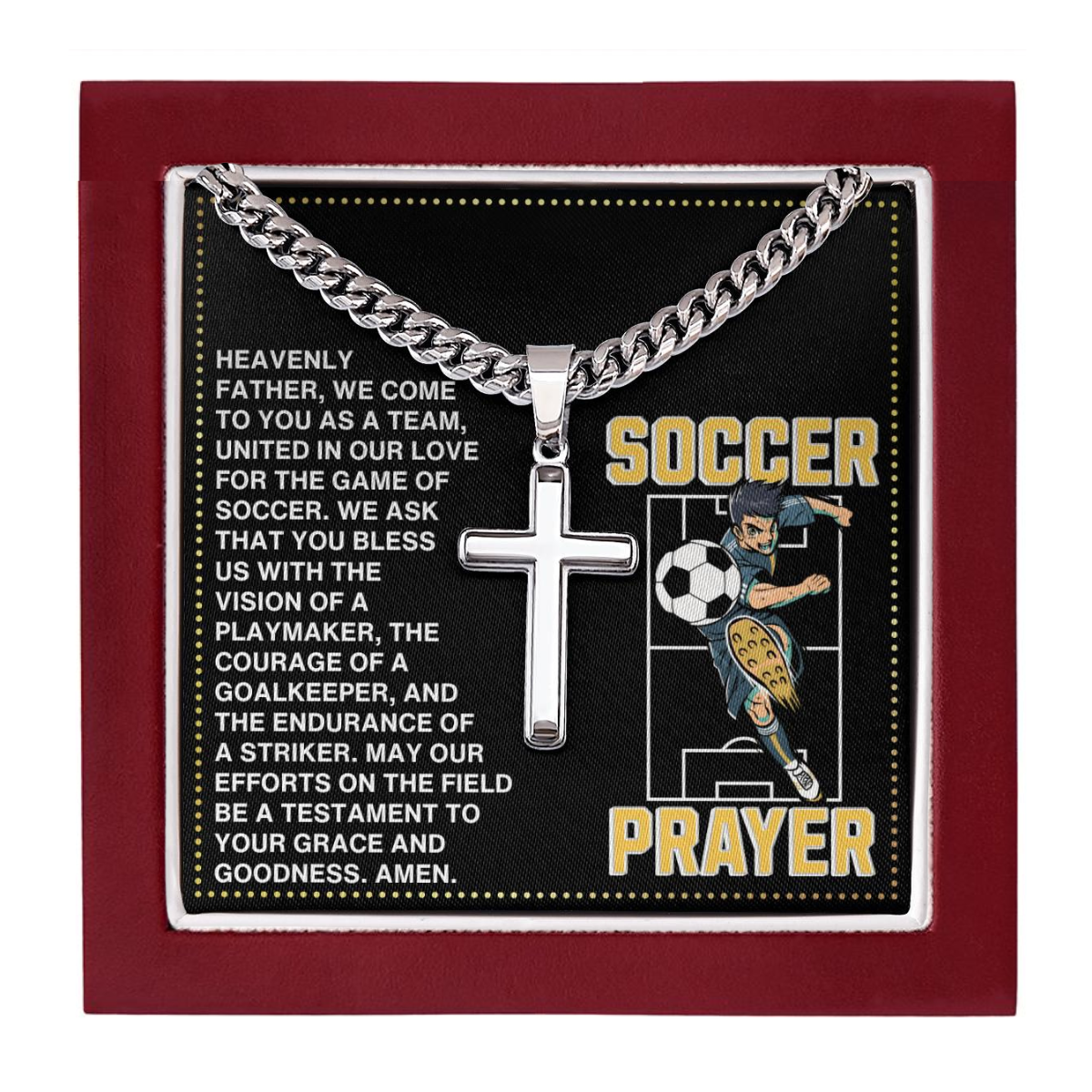 JGF Jewelry Gifts for Family Soccer Necklace Prayer For Boys