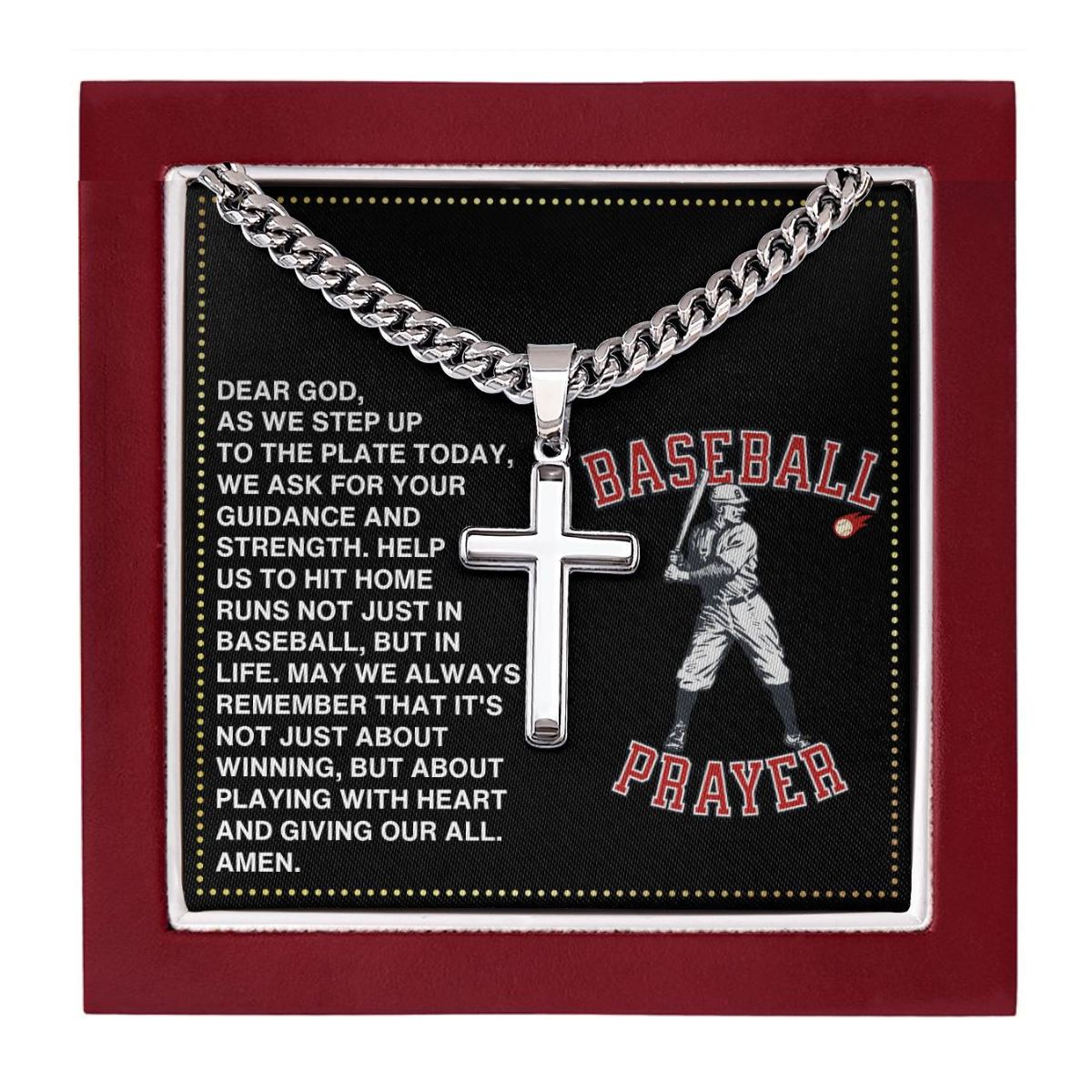 JGF Jewelry Gifts for Family Baseball Necklace Cross Prayer