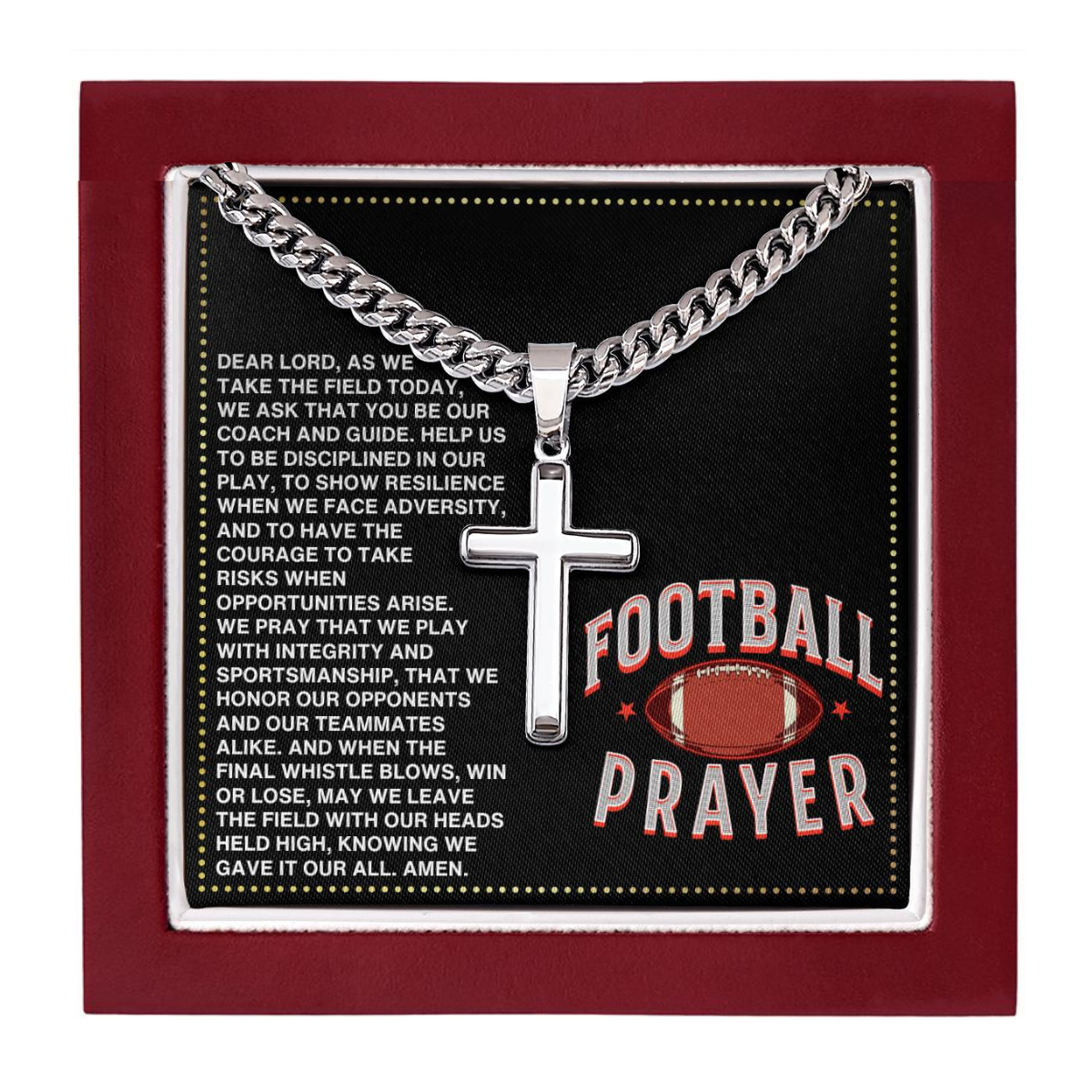 JGF Jewelry Gifts for Family Football Cross Necklace Prayer For Men