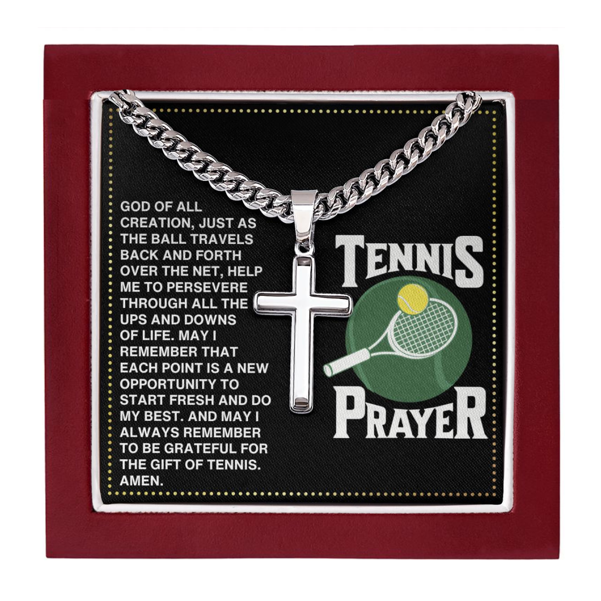 JGF Jewelry Gifts for Family Cross Tennis Necklace For Men Prayer