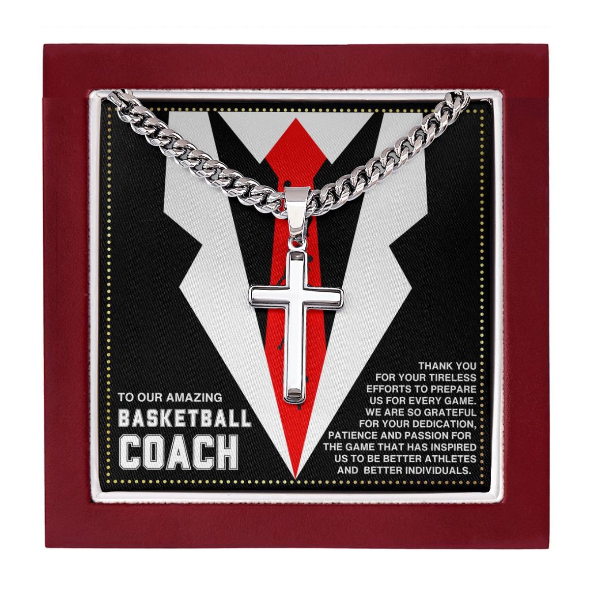 JGF Jewelry Gifts for Family Basketball Cross Necklace For Coach