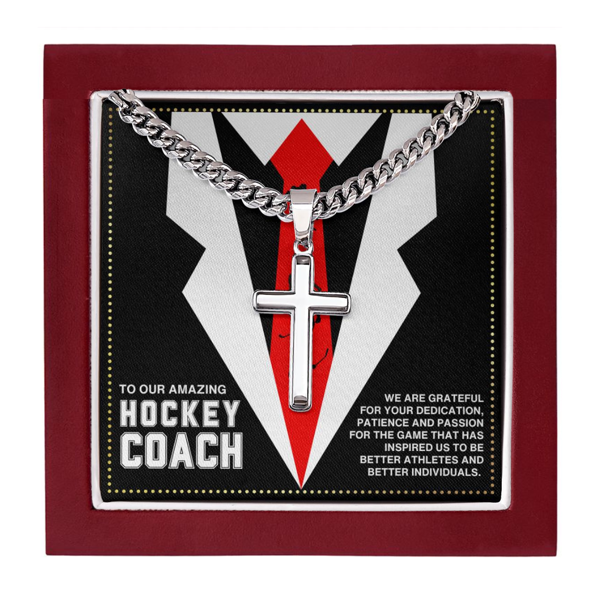 JGF Jewelry Gifts for Family Hockey Cross Necklace For Coach