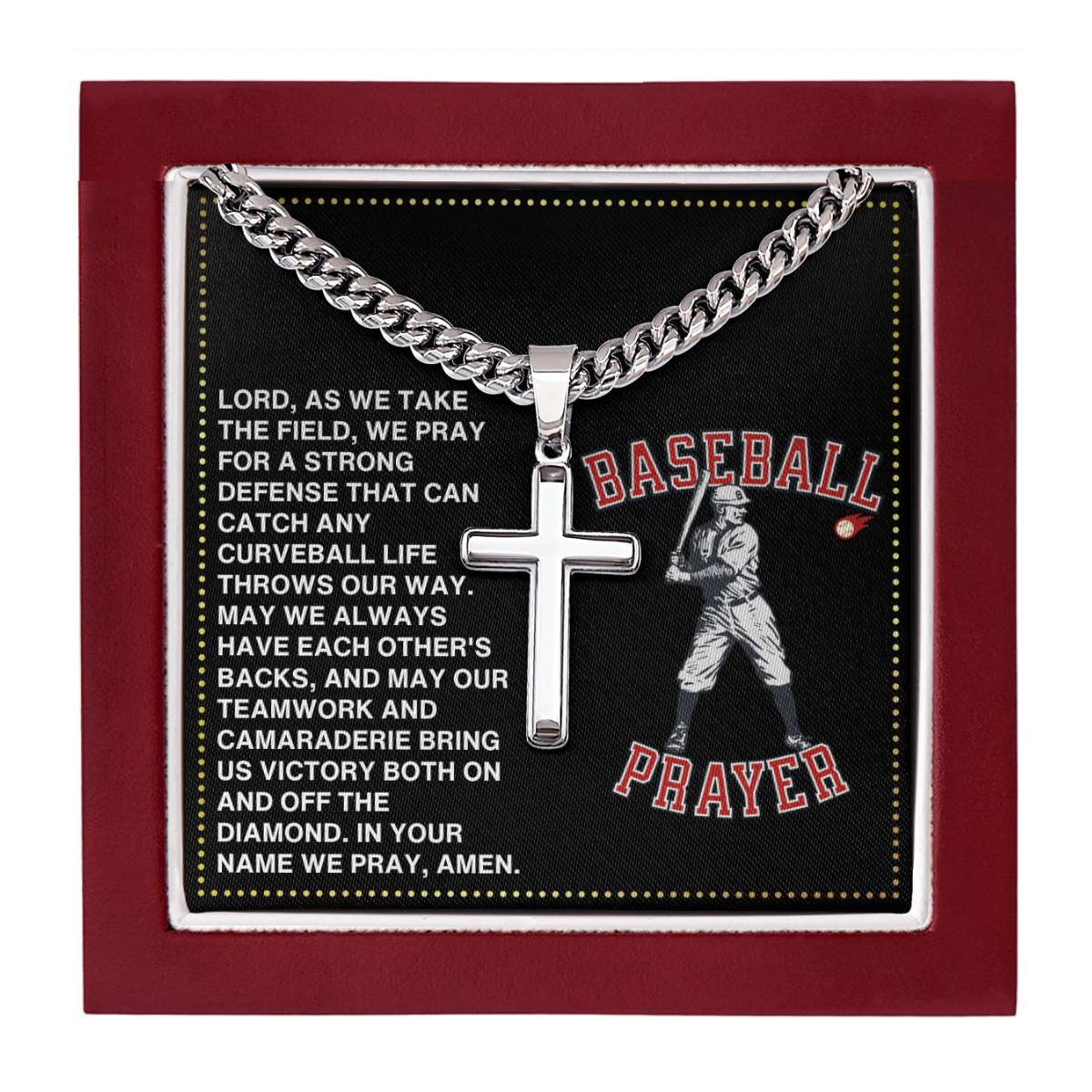 JGF Jewelry Gifts for Family Baseball Cross Necklace Prayer