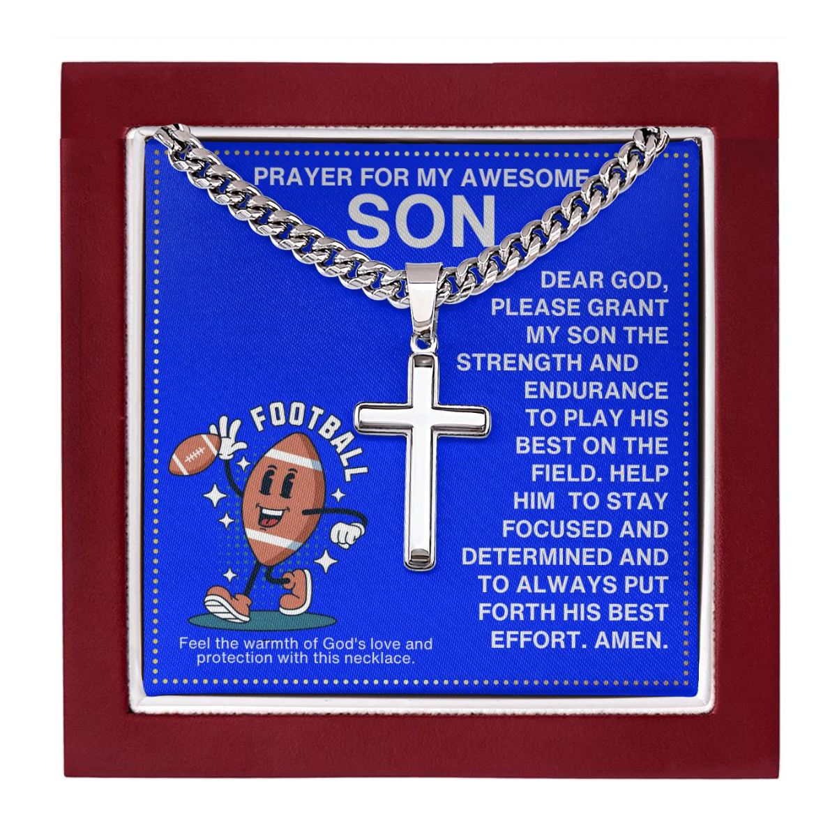 JGF Jewelry Gifts for Family Boys Football Cross Necklace