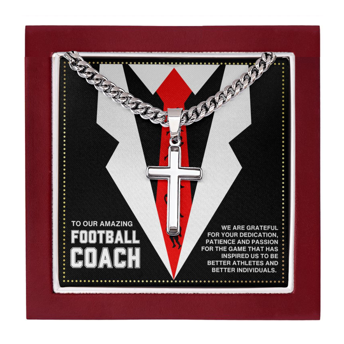 JGF Jewelry Gifts for Family Football Coach Cross Necklace For Men