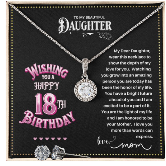 JGF Jewelry Gifts for Family | 18th Birthday Gifts for Girls | Silver Sterling Necklace and Earrings