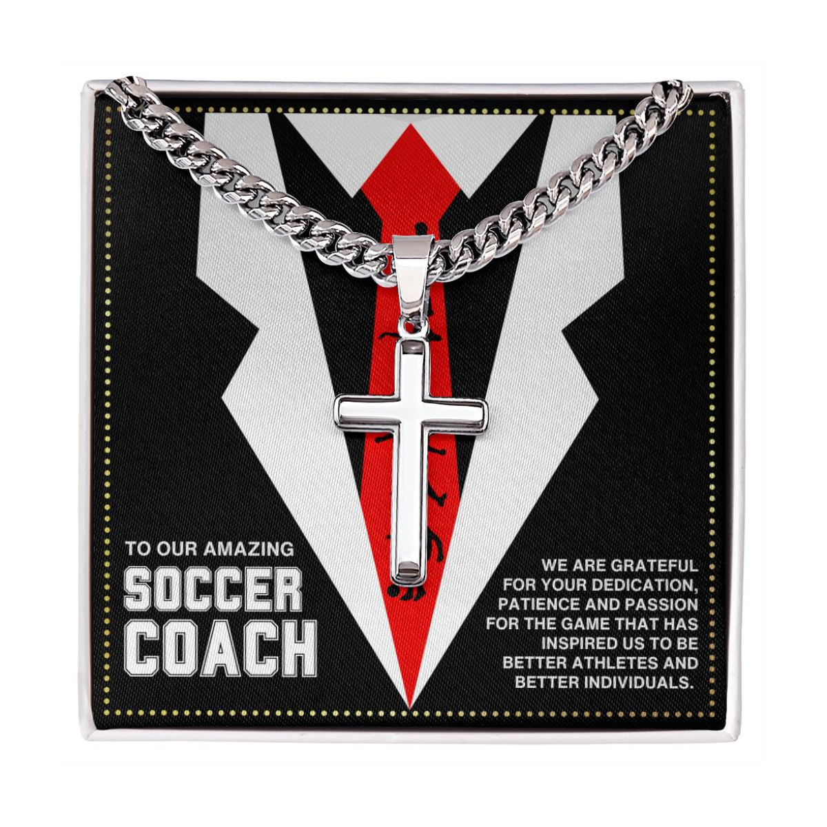 JGF Jewelry Gifts for Family Soccer Coach Cross Necklace For Men