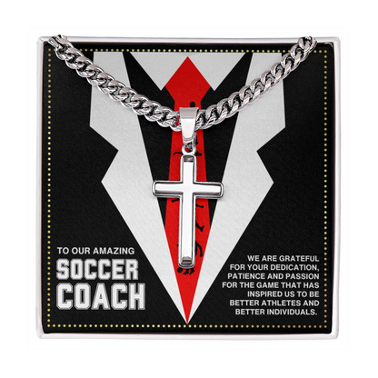 JGF Jewelry Gifts for Family Soccer Coach Cross Necklace For Men