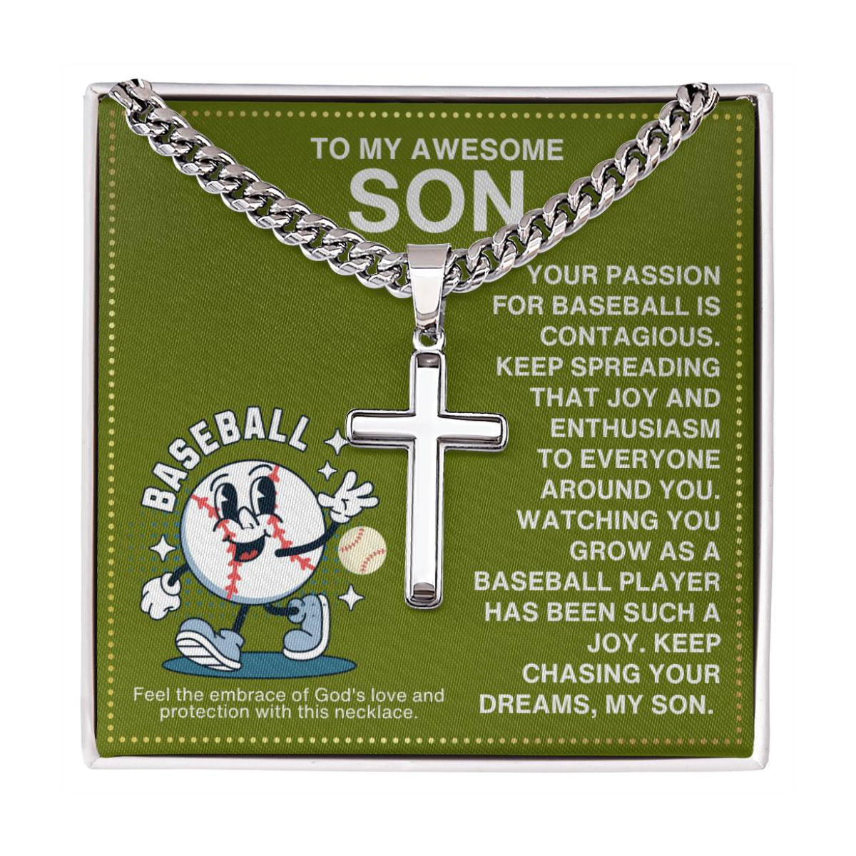 JGF Jewelry Gifts for Family Cross Baseball Necklace For Boys