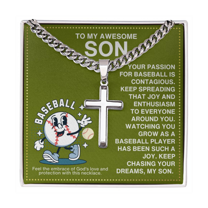 JGF Jewelry Gifts for Family Cross Baseball Necklace For Boys