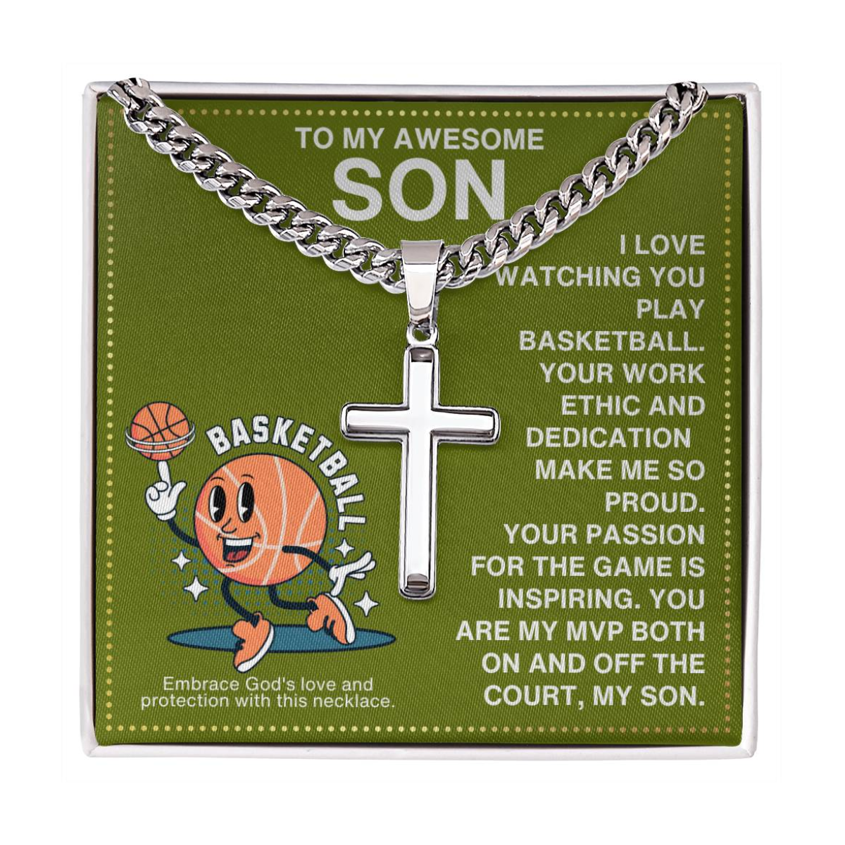 JGF Jewelry Gifts for Family Basketball Cross Necklace For Boys