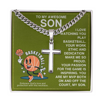 JGF Jewelry Gifts for Family Basketball Cross Necklace For Boys