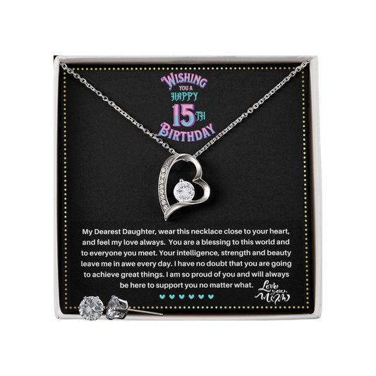 JGF Jewelry Gifts for Family |  Teenage Girl Gifts For 15 Year Old Girl | Trendy Love Heart Necklace And Earrings Set Jewelry