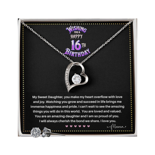 JGF Jewelry Gifts for Family | 16 Year Old Teenage Girl Birthday Gift Ideas | Sterling Silver Heart Necklace And Earring Sets For Women