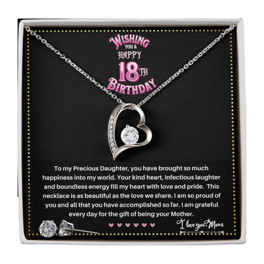 JGF Jewelry Gifts for Family | 18 Year Old Girl Birthday Gifts from Mom | Single Heart Pendant Necklace and Earrings Set