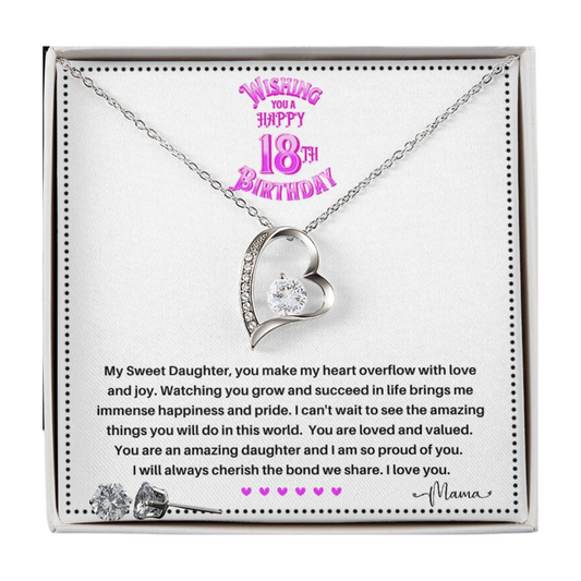 JGF Jewelry Gifts for Family | 18 year Old Female Girl Birthday Gifts Heart Necklace and Earrings Set from Parents