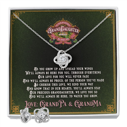 JGF Jewelry Gift for Family: Gifts For Adult Granddaughter From Grandma And Grandpa Silver Necklace and Earrings for Women