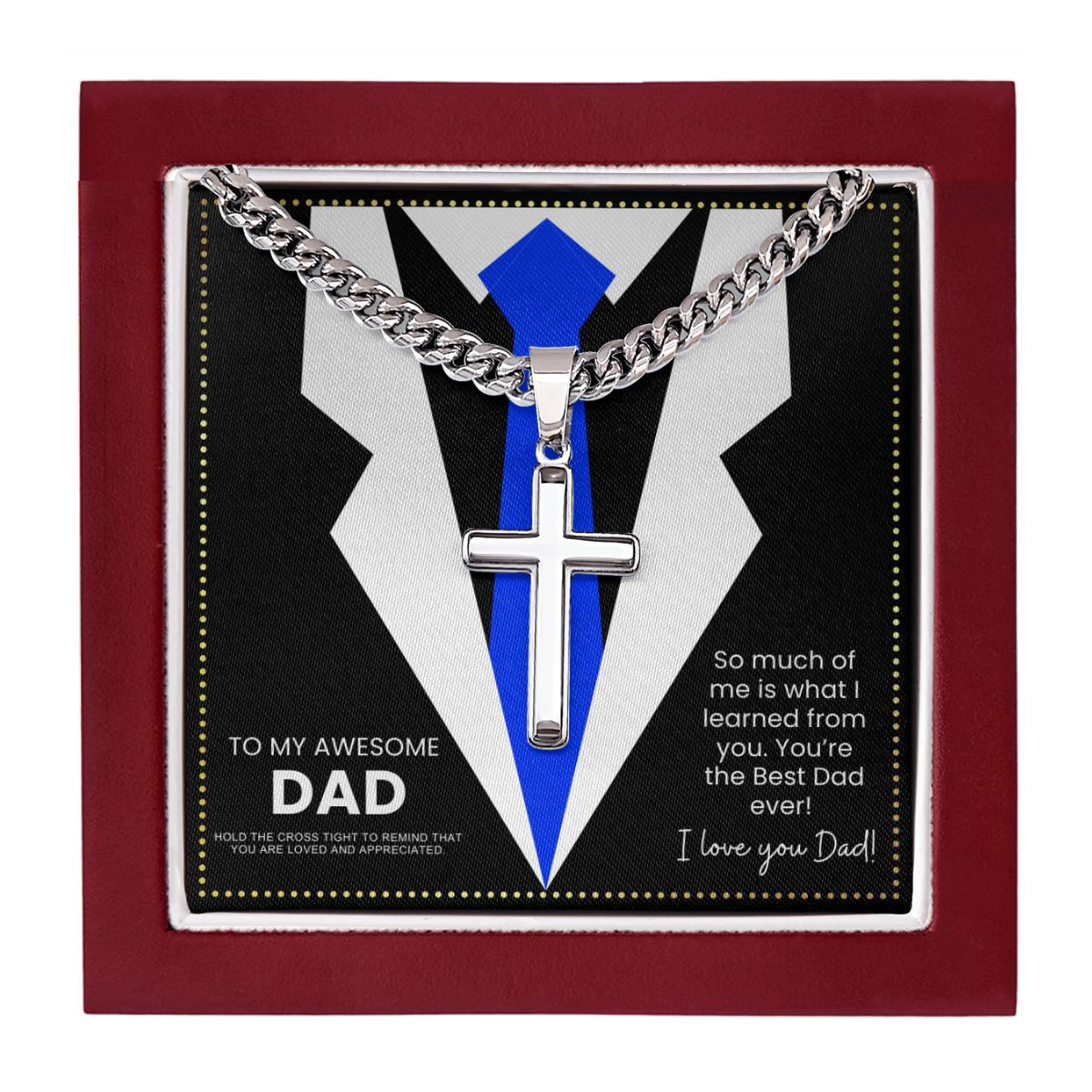 JGF Jewelry Gifts for Family Sterling Silver Cross Necklace For Dad From Son  For Men