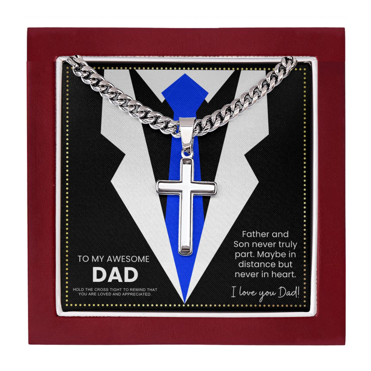 JGF Jewelry Gifts for Family To My Dad Silver Cross Necklace From Son