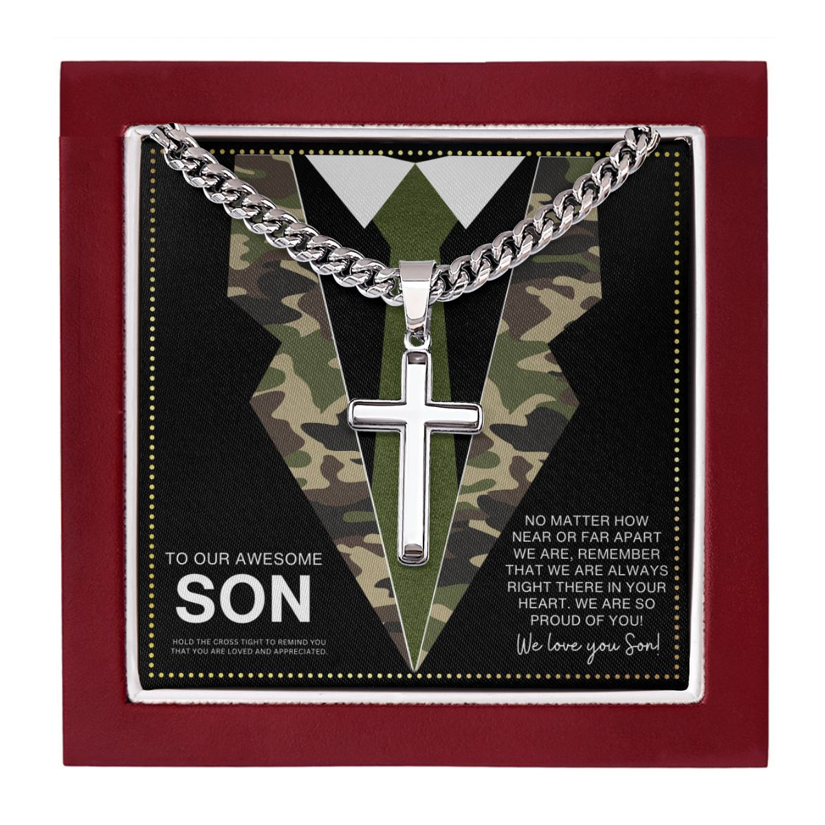 JGF Jewelry Gifts for Family To Our Son Necklace From Mom And Dad Army National Guard